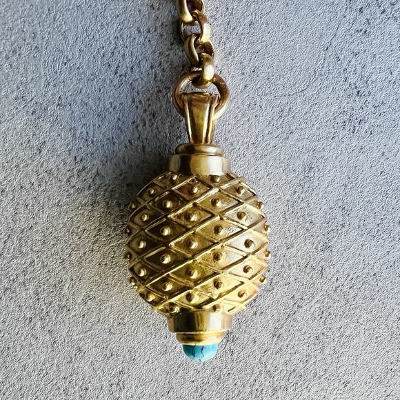 Rare Retired Julie Vos Gold-Tone Turquoise Pendant Charm Keychain Resort Coastal - Picture 14 of 15